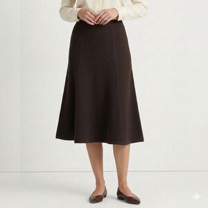 Lauren Ralph Lauren Lambswool Knit Skirt Medium Brown Midi Luxury Equestrian